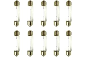 Carall 10 PCS Car Halogen Bulbs T11 1,54in C5W 12V 5W SV8,5 Torpedo Shape, For Headlight Car Bulbs, Beam Low/High Beam Fog Light Replacement