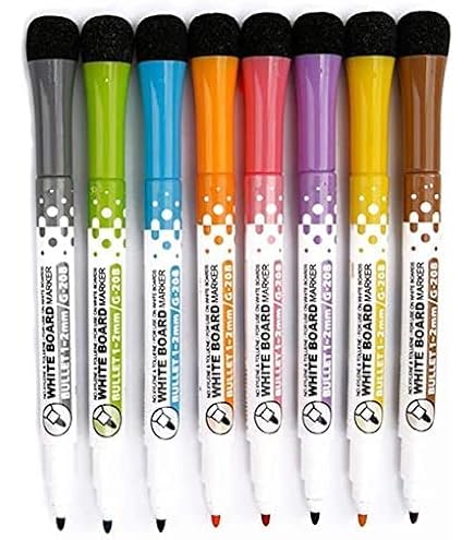 thumbnail image 2 of 12 Pack Colorful Magnetic Dry Erase Markers Whiteboard Pens WISHOMEIN Whiteboard Pens Magnetic Whiteboard Markers With Eraser, 12 Fine Tip Dry Erase Markers 2 of 10