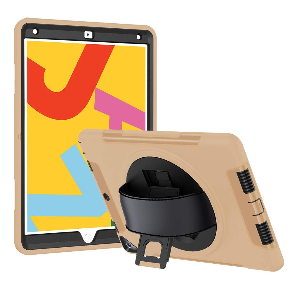 Lobwerk 4-in-1 protective case for Apple iPad (7th generation) 2019 2020 10.2 inch hard case + stand function + handle in gold