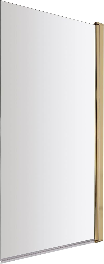 nuie Pacific Square Shower Bath Screen 6mm Glass Brushed Brass 775-790mm
