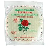 ROM AMERICA Rose Spring Rolls Paper Wrapper Roll Round Rice Banh Trang, Red, 12 oz.