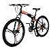 Eurobike Folding Bike 21 Speed Full Suspension Mountain Bicycle 27.5″ Daul Disc Brake (Orange)thumb 3