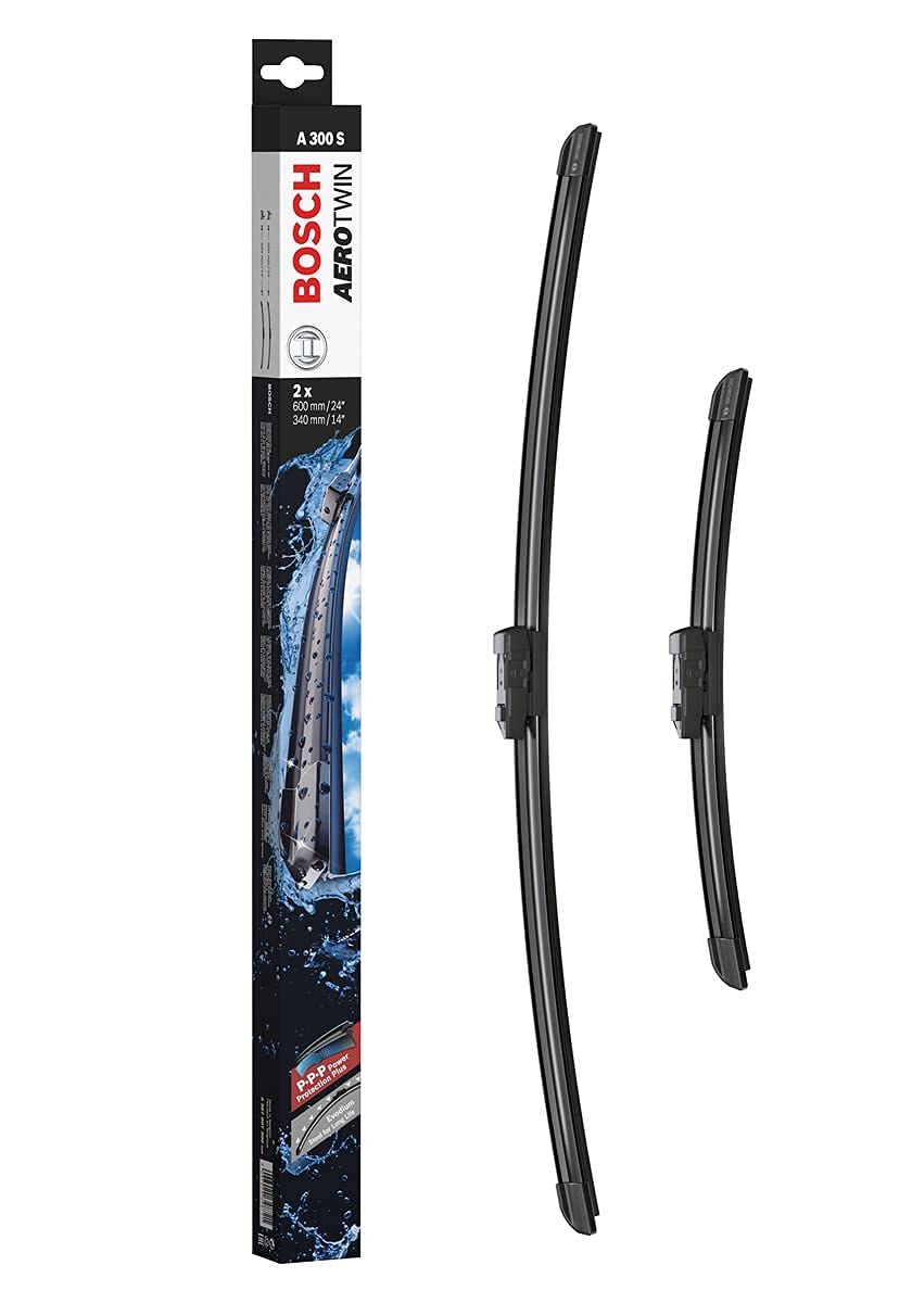 Bosch Aerotwin A 300 S - Front Windscreen Wipers - Set of 2 Replacement Blades - Comes with Pre-assembled Adapter - 2 Blades, 600mm/340mm - Only for left-hand drive (EU)