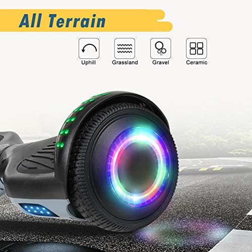 SISGAD Hoverboard, Gyropode électrique 6,5 Pouces Hoverboard Hover Scooter Board avec Musique Bluetooth, lumières LED et Moteur Puissant pour Enfants et Adolescents