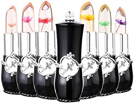 Start Official Waterproof Flower jelly Moisturizer Temperature Color Change Lipstick and Lip gloss (6pcs Black)