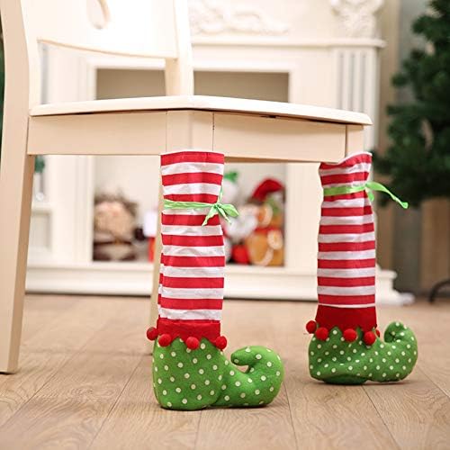 Bright Color Striped Design Boots Shape Xmas Decor Christmas Chair Table Leg Cover Striped Santa Claus Boots Sleeve Party Decor