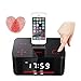 PowMax WW-47 Digital Dual Alarm FM Clock with Radio Bluetooth 4.0 Speaker, Battery Backup, Snooze and Sleep Timer, Large Display, NFC Compatibility, Lightning Dock for Iphone/Ipad/Ipod---Black