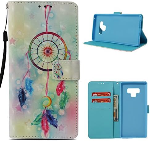 Galaxy Note 9 Case (6.4"), 3D Relief PU Leather Wallet Flip Cover with Credit Card Slot and Kickstand Magnetic Folio Case for Samsung Galaxy Note 9-2018 Newest Released (Color wind bell)