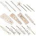 SIQUK 16 Pcs Pearl Hair Clips Large Gold Hair Pin Pearls Bobby Pins with Letter Word Hair Barrettes for Women and Girls