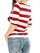 Allegra K Women's Slim Fit Elbow Sleeve Striped Boat Neck T-Shirt X-Large Red