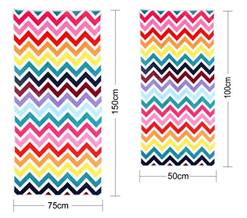 Winthome Microfiber Beach Towels Set 2 Pack Extra Large(59x29+39x19.5) Lightweight, Quick Dry Towel,Sand Free Towel for Beach, Travel, Swim, Pool, Camping, Outdoors and Sports