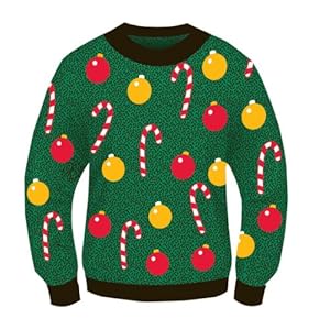 Forum Adult Christmas Ornament Candy Cane Gift Novelty Sweater XL