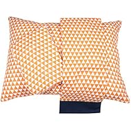 Bacati Aztec/Tribal Triangles 3 Piece Cotton Breathable Muslin Toddler Bedding Sheet Set, Orange/Navy, Small