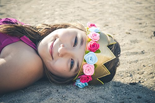 Girls Flower Crown Felt Gold Birthday Princess Faux Leather Stretch Simply Gorgeous