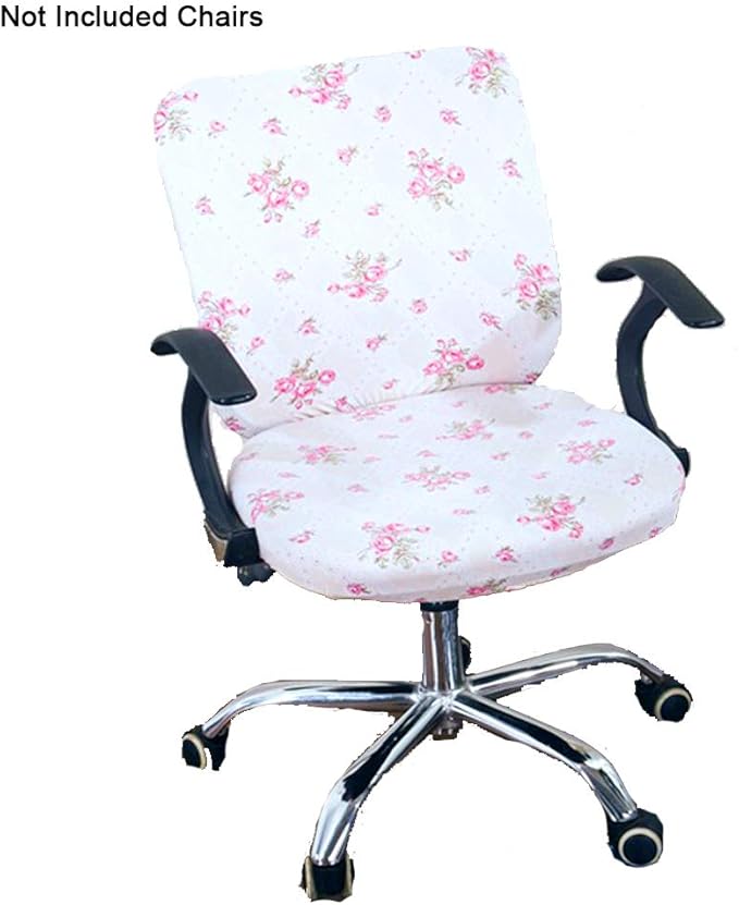 Perktail Removable Office Chair Cover with Floral Pattern Elasticized Dorm Computer