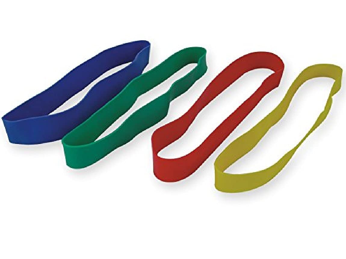 Gima - Set of 4 Toning Sticks Latex Bands, Resistance Levels: Yellow/X-Light, Red/Medium, Green/Heavy, Blue/X-Heavy