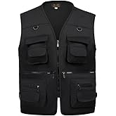 TOLOER Men's Summer Fishing Vest Multi Pockets Casual Vests Waterproof Quick Dry Outdoor Mountain Photography