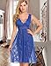Avidlove Women V-Neck Blue Lingerie Eyelash Lace Babydoll Mesh Chemise Nightwear Outfits M