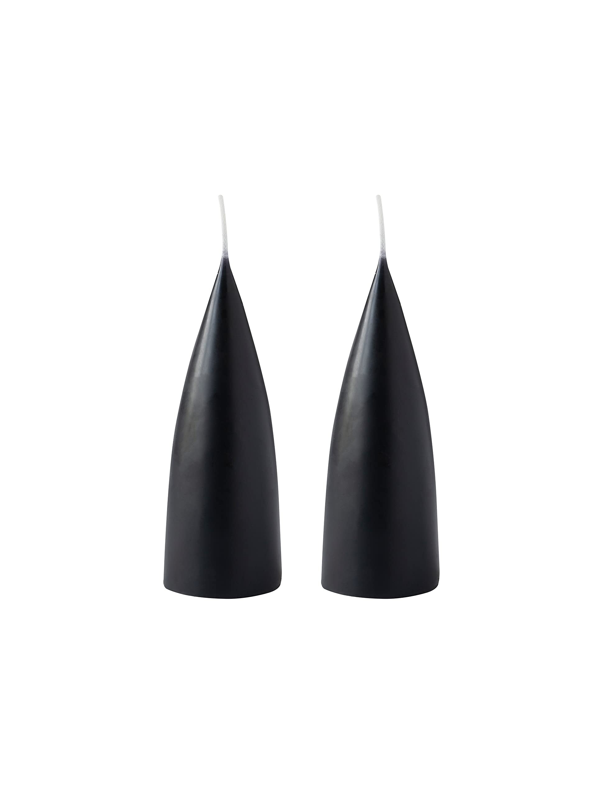 Kunstindustrien® Cone Shaped Candles, Made in Denmark, 43 Colours Available, Dripless & Smokeless Pillar Candles, Candles Long Burning 15 Hours, Unscented Candle Gift Set, 2pcs. 6.5 x 16cm (Black) — image 1