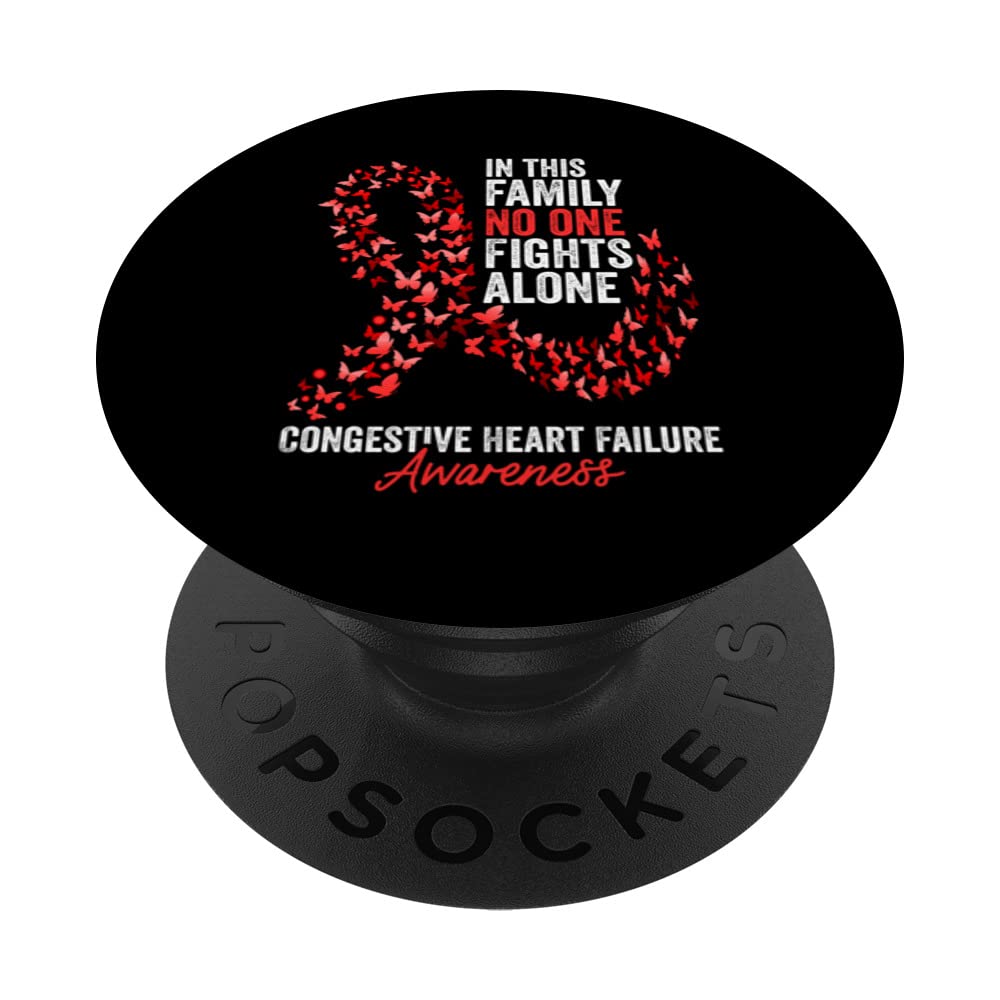 Congestive Heart Failure Awareness Month Red Ribbon PopSockets Swappable PopGrip