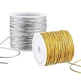 2 Rolls Metallic Elastic Cords Stretch Cord Ribbon