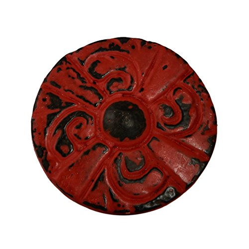 Set of 4 Flat Metal Cabinet Knob in Red Distressed Finish