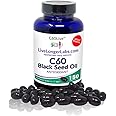 C60live - Carbon 60 (Fullerene) with Black Seed Oil - Antioxidant Supplement - for Blood Pressure, Cholesterol & Liver Support - All Natural Ingredients - 150 Gel Capsules