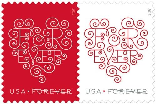 USPS Forever Hearts Stamp (100 Stamps)