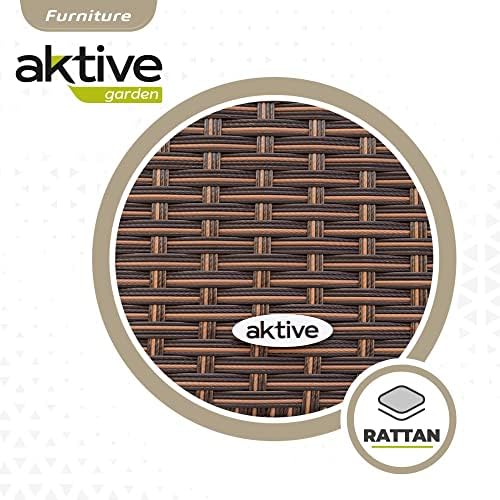 61073 - Conjunto mesa y sillas jardín ratán, Mesa y sillas terraza incluye 4 sillas jardín exterior y 1 mesa exterior 100x75cm, Muebles para jardín y terraza, Multicolor