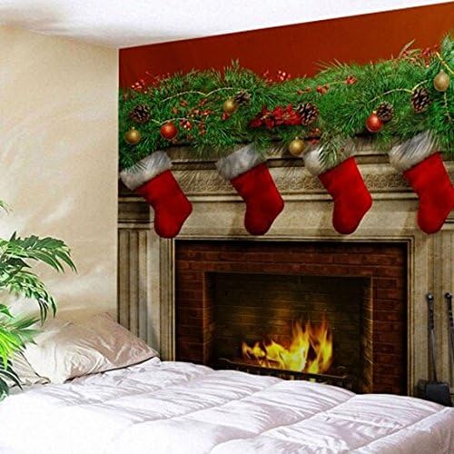 unigds Xmas Art Home Wall Hanging Tapestry Wall Ornamentation Christmas Wall Décor (Fireplace, 200150)