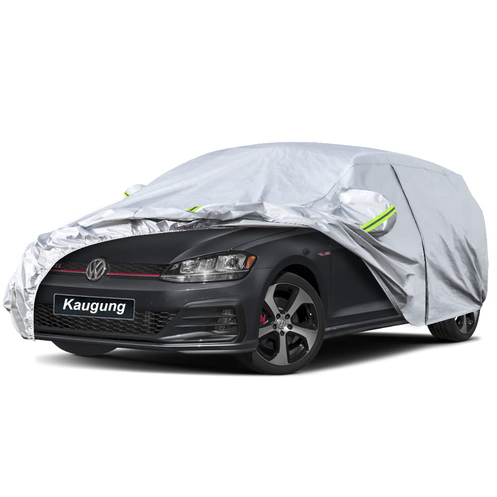 Photo 1 of Kaugung 6 Layers Hatchback Car Cover Custom Fit Volkswagen Golf from 2003 to 2025, Waterproof Car Cover All Weather for Automobiles Outdoor Indoor with Zipper Door, Sun Rain Dust Snow Protection.