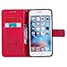 A-slim iPhone 6S Plus Wallet Case, (TM) Sun Pattern Embossed PU Leather Magnetic Flip Cover Card Holders & Hand Strap Wallet Purse Case for iPhone 6 Plus / 6S Plus [5.5 Inch] - Red
