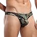YiZYiF Camouflage Green Men's Low Rise Bulge Pouch G-string Underwear Shorts Large