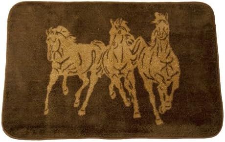 Hiend Accents Three Horses Kitchen And Bath Western Rug, Chocolate