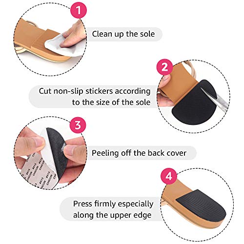 Beautulip Non-Skid Pads for Shoes Noise Reduction Self-Adhesive Slip Resistant Sole Stick Protector Pack of 8 (Black)