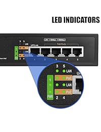 BV Tech 5 puertos Gigabit PoE + conmutador (4 puertos PoE +   1 Uplink puerto)   65 W   802,3 at   poe sw501g