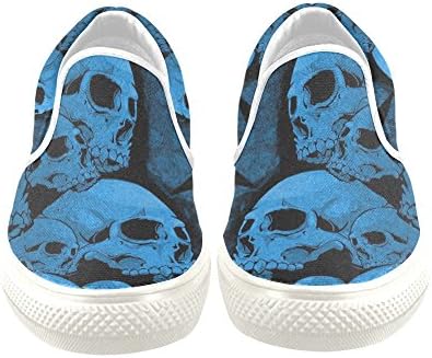 D-Story Custom Cool Blue Skull Print Men's Canvas Shoes Fashion Shoes Sneaker