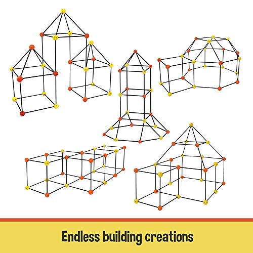 Matchaccino Construction Fort Building Kit - 77 Pieces with Storage Bag - Orange and Yellow - Thumbnail 3