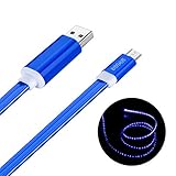 Micro USB Cable, Acode EL Light Neon LED Flashlight High Speed 3FT Micro USB Charging Cords Visable Flowing Flashing Light USB Data Cables for Android Phones/Pads/MP3/GPS/Game Console Bluetooth