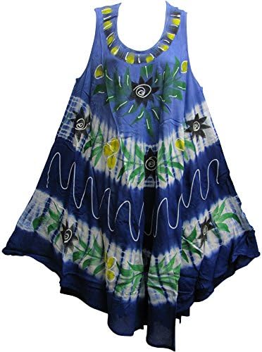 Yoga Trendz Bohemian Tie-Dye Floral Lightweight Soft Sleeveless Long Sun Dress JK No41