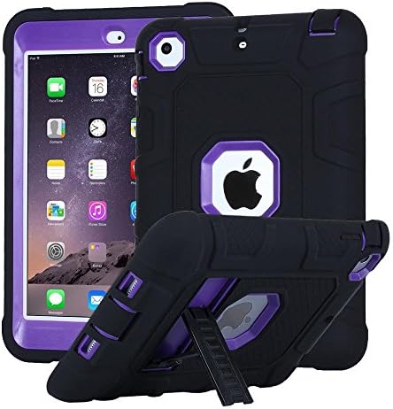 iTrendz iPad Mini Case, Shockproof, Drop Protection, Three-Layer Full-Body Rugged Hybrid Protective Kids Adult Case With Kickstand For iPad Mini and iPad Mini 2 with Retina - Purple