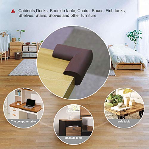 Baby Proof Corner Bumpers, PRObebi Corner Furniture Protectors, Pre-Taped 3M Tape, Guards for Corner, Keep Baby from Sharp Injuries, 12 Pack, Brown
