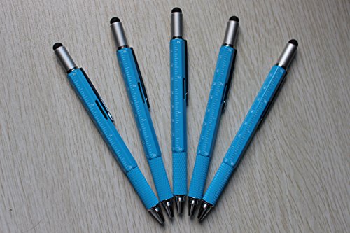 6 in 1 Multitool Pen with Gift Box - Includes 1 Ballpoint Pen, Universal Stylus Pen, Ruler,Flat and Phillips Screwdriver Bit, Level Gauge - The Perfect Multi-Function Gadget (Sky blue) - Thumbnail 6