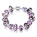 Bamoer 2016 New Purple Lilac Murano Glass Beads Charms Silver Tone Bracelets Fashion Jewelry for Women Girls Best Gift 7.87 Inches