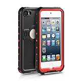 Waterproof Case for iPod 5 6, Merit Knight Series Waterproof Shockproof Dirtproof Snowproof Case Cover with Kickstand for Apple iPod Touch 5th/6th Generation for Swimming (Red)
