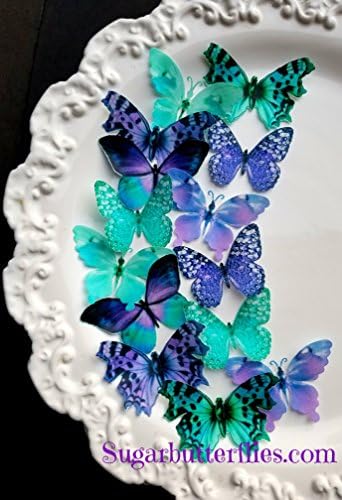 Edible Purple and Turquoise Butterfly Collection Variety Set 14