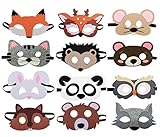 Dlazm 12 Pieces Forest Friends Felt Animal Mask for Birthday Party Favors