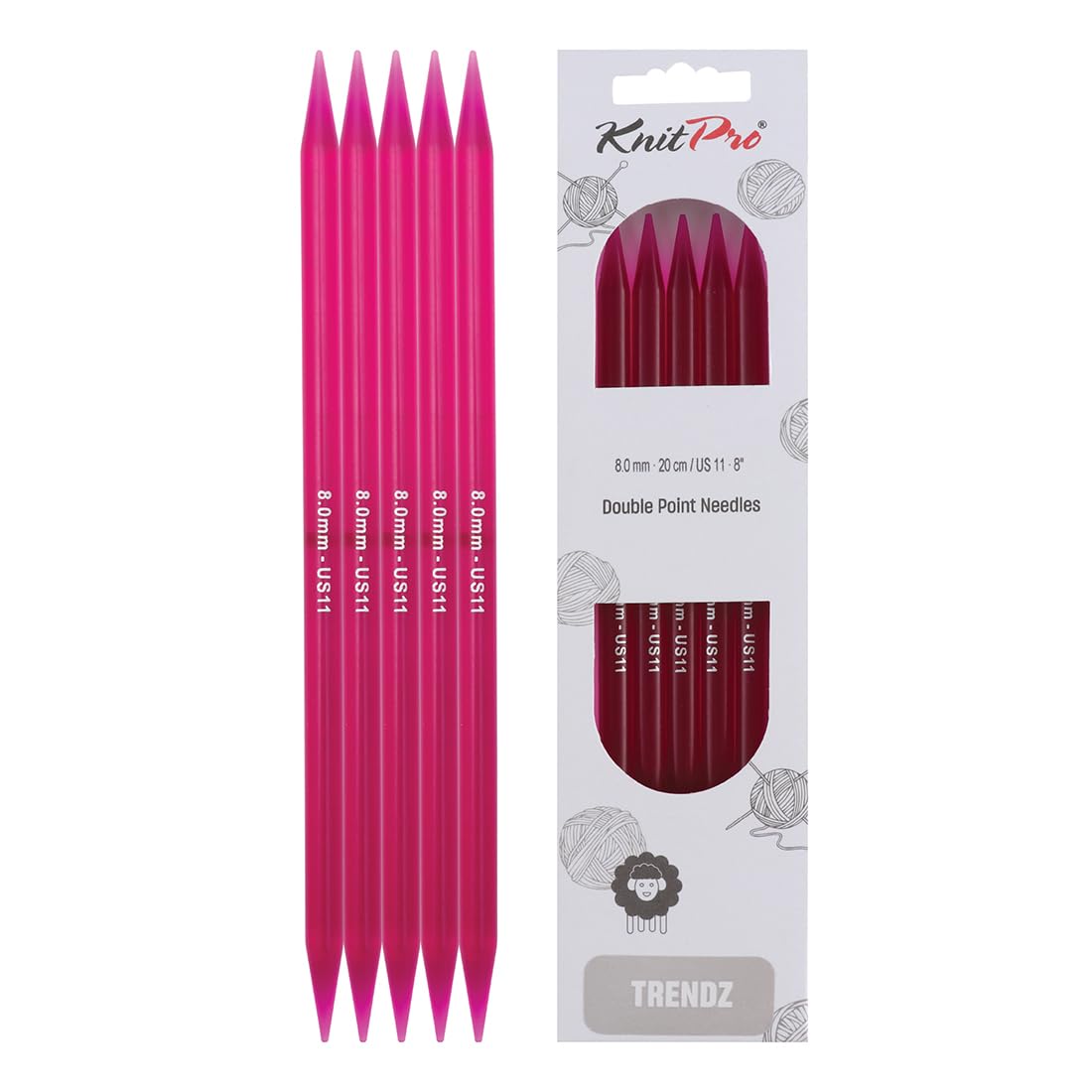 KnitPro Trendz Double Pointed Needles 8" (20cm) | 8.00mm