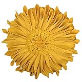 JWH Handmade 3D Flowers Accent Pillow Round Sunflower Cushion Decorative Pillowcase with Pillow Insert Home Sofa Bed Living Room Decor Gift 12 Inch / 30 cm Cotton Canvas Velvet Yellow