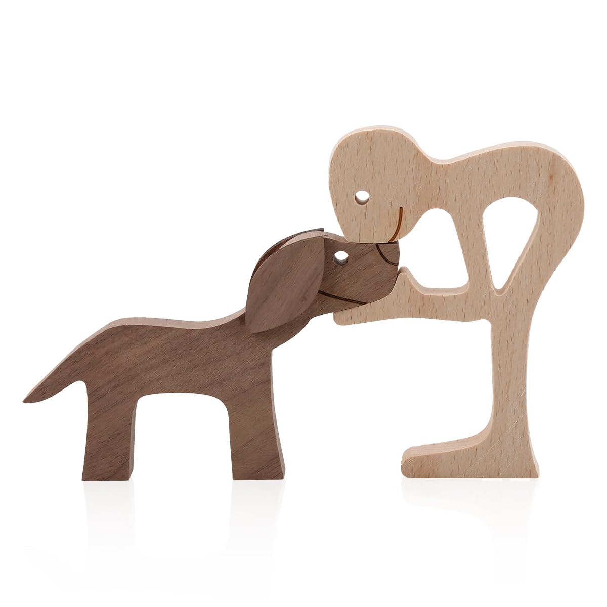 GLADFRESIT Wooden Pet Carvings Dog Puppy Statue - Handmade Craft, Creative Home Décor (Boys and Dogs)